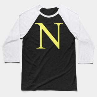 The Letter N in Shadowed Gold Baseball T-Shirt